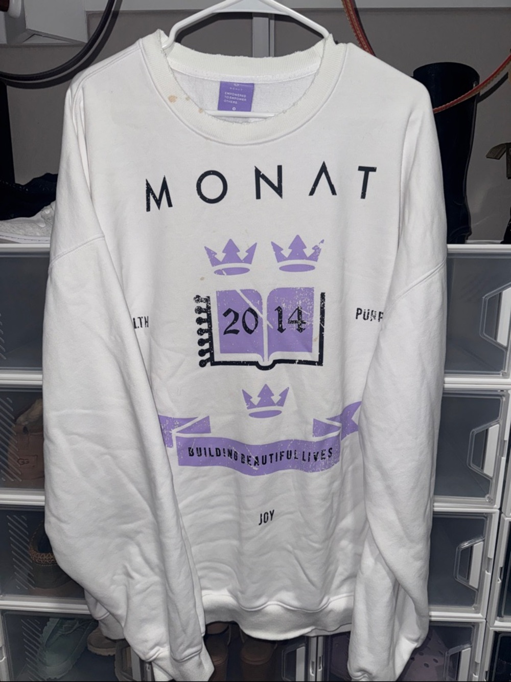 MONAT White & Lavender Graphic OOOOVERsized Crewneck Sweatshirt